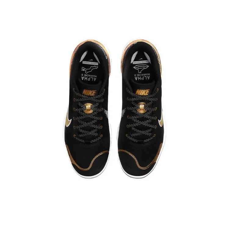 Nike Alpha Huarache Elite 3 Low 'Black Metallic Gold'-3