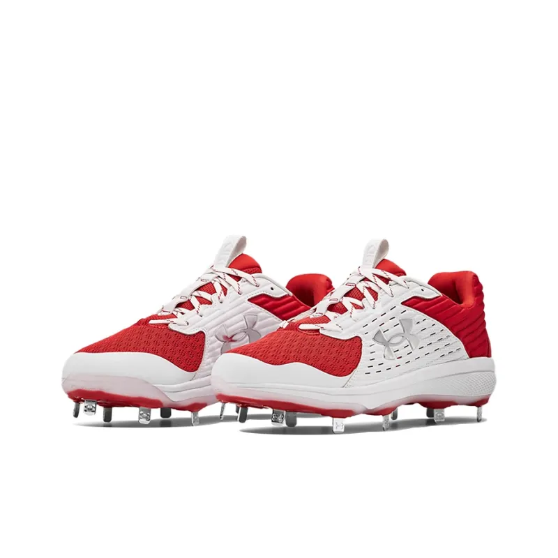 Under Armour Yard Cushioned Anti Slip Wear Resistant Breathable Lightweight Low Top Training Shoes Men's White Red-2