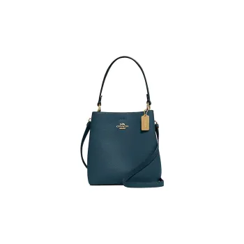 COACH Town Cow Leather Bucket Bag Handbag Shoulder Bag Women's Peacock Green