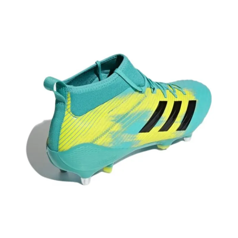 Adidas Predator Flare Soft Ground Boots Wear Resistant Mid Top Training Shoes Men's Blue Yellow-3