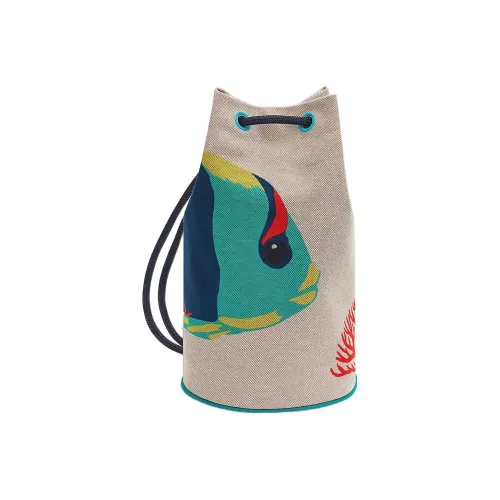 HERMES Canvas Canvas Bag Bucket Bag Crossbody Bag Shoulder Bag Women's Beige/Blue/Dark Blue
