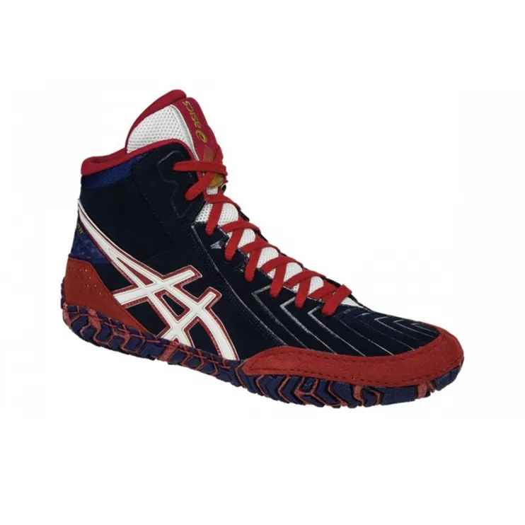 Asics Aggressor 3 Wear-Resistant High-Top Training Shoes Men's Blue Red-3
