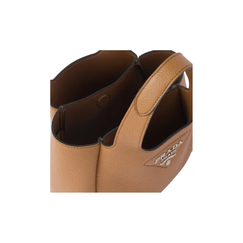 PRADA Leather Basket Bag Tote Bag Shopping Bag Handbag Women's Caramel-4