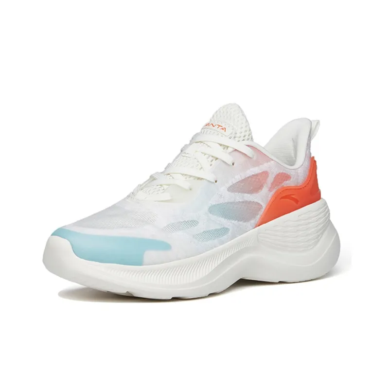 ANTA Variety Training Collection Training Shoes Women's Low Top Ivory White/Fluorescent Carthamus Orange/Light Steel Blue-1