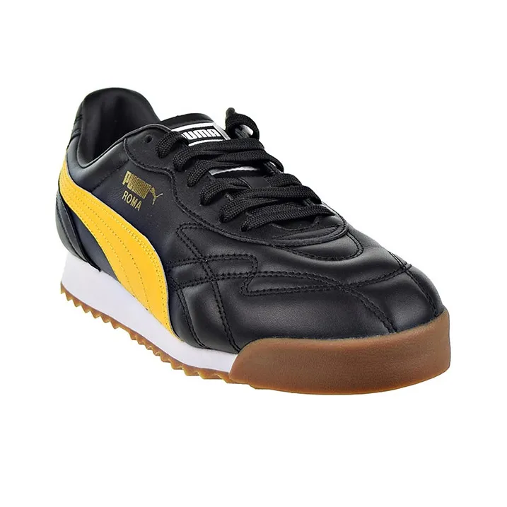 PUMA Roma Anniversario Cushioned Anti-Slip And Wear-Resistant Lightweight Low-Top Training Shoes Men's Black Yellow-2