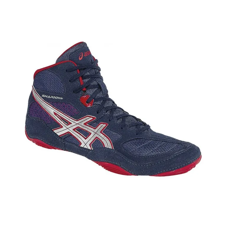 Asics Snapdown Wrestling Wear Resistant High Top Training Shoes Men's Blue Red-3