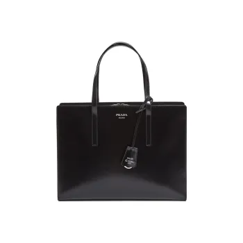 PRADA Leather Briefcase Tote Bag Shopping Bag Handbag Shoulder Bag Regular Women's Black