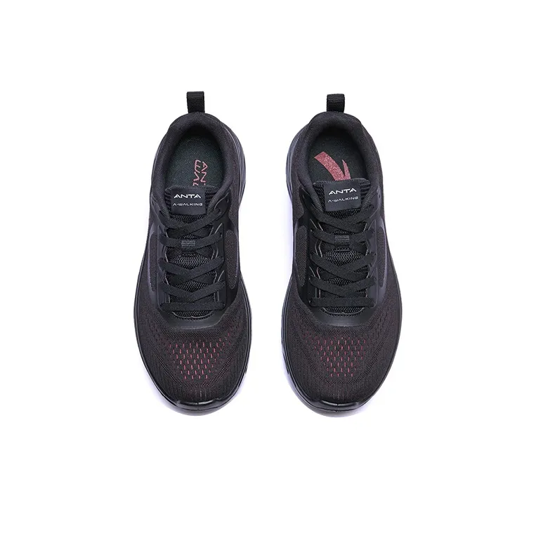 Anta Cushioned Anti Slip Wear Resistant Breathable Lightweight Low Top Training Shoes Men's Black Red-3