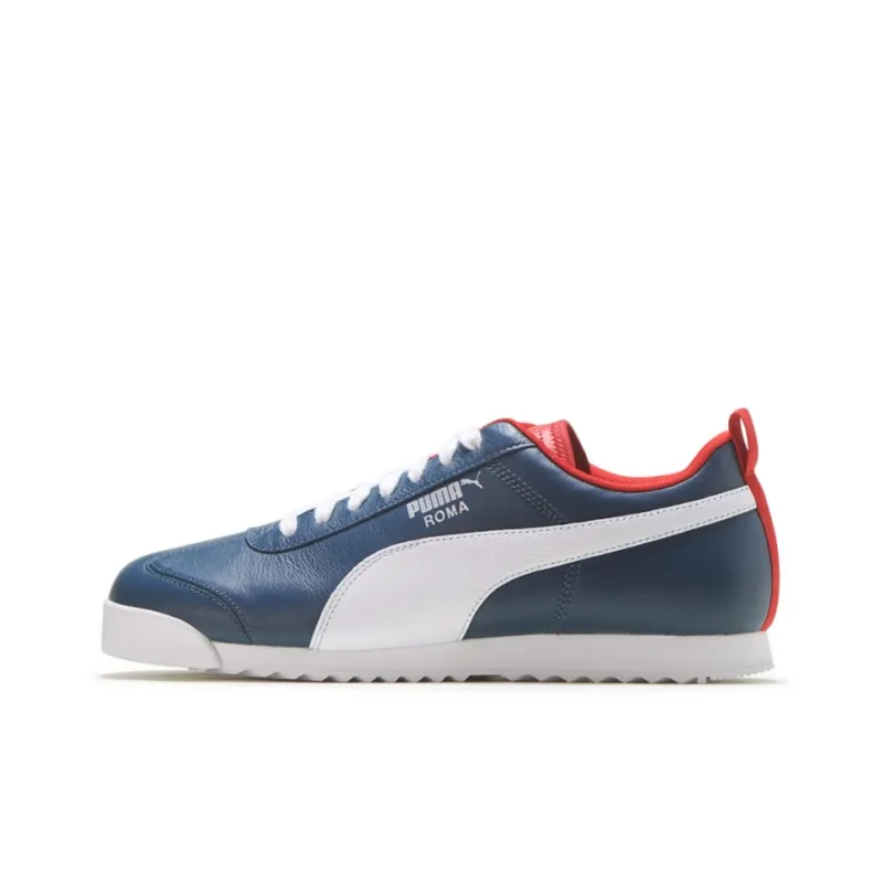 PUMA Roma Play On Cushioning, Wear Resistant Low Top Training Shoes Men's Blue Red White-0