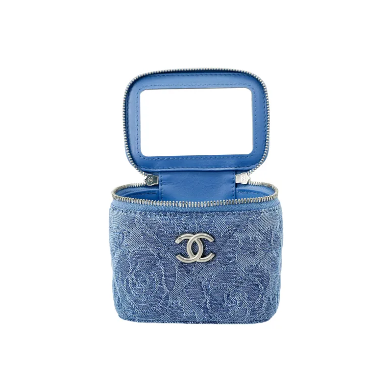 CHANEL 23P SS Denim Box Bag, Square Box Shoulder Bag, Crossbody Bag Trumpets Women's Blue-1