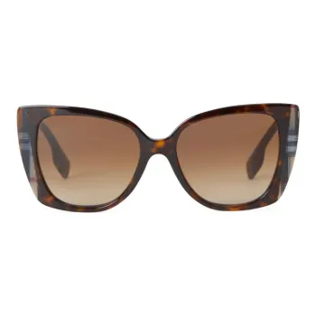 Burberry Plate Frame Cat Eye Sunglasses Women's Brown