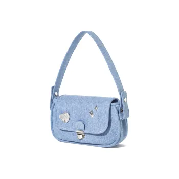 LIVEBOX EN DIRECT Denim Shoulder Bag Crossbody Bag Medium Size Women's Denim Blue