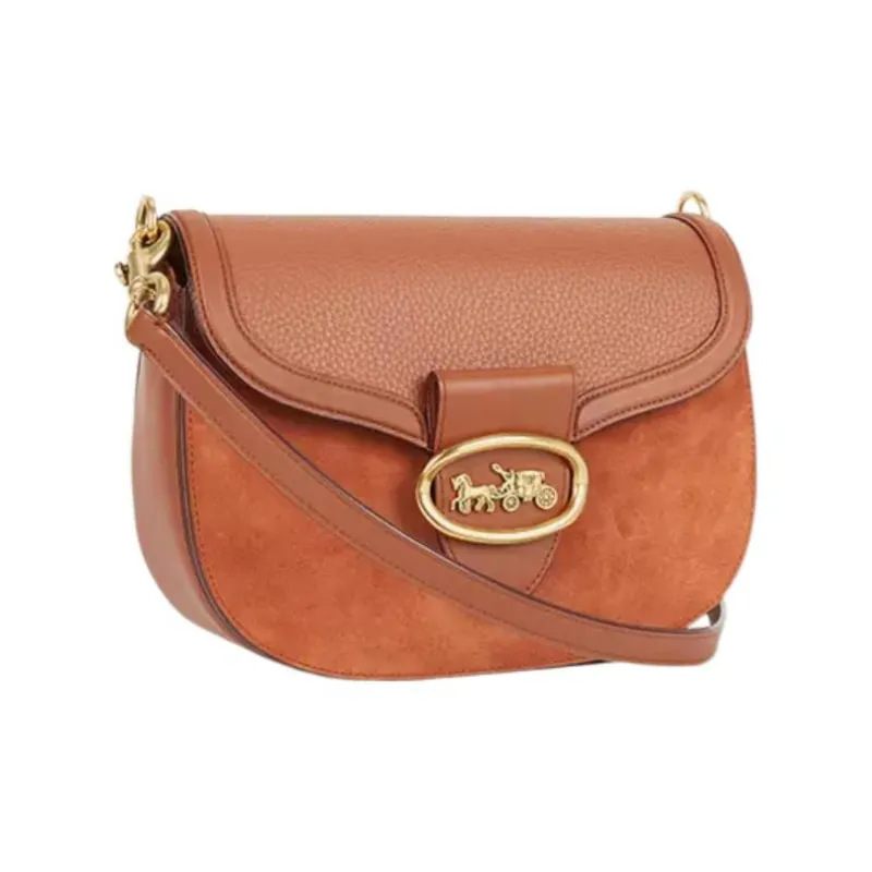 COACH Kat Cow Leather Saddle Bags Shoulder Bags Women's Brown-1