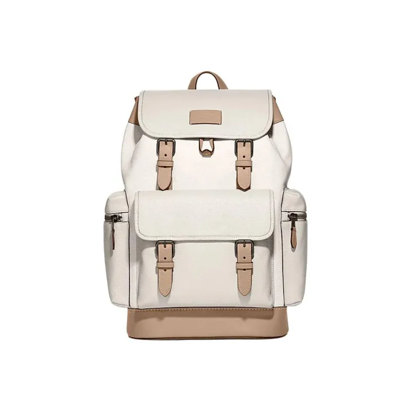 COACH Sprint Cow Leather Backpack Large Size Men's Khaki & White-0