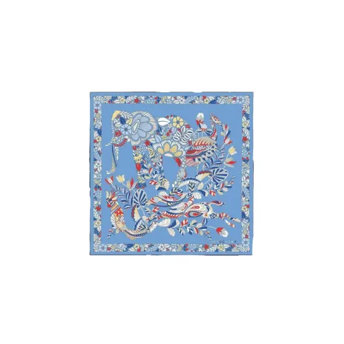 LONGCHAMP Silk Scarves Women's Blue