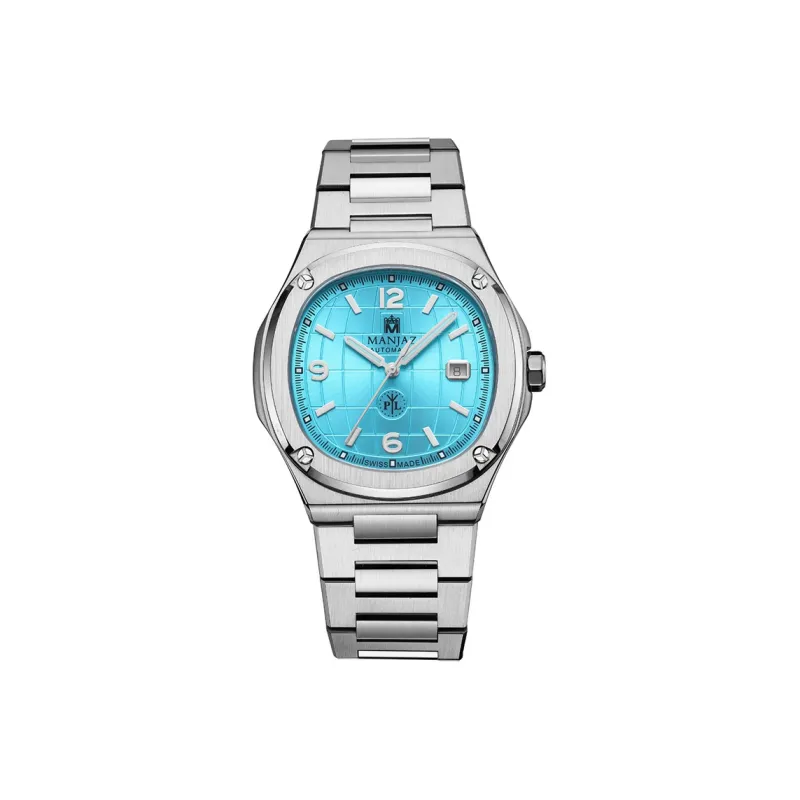 MANJAZ Automatic Mechanical Movement Stainless Steel Watchband Watch Men's Watches Blue Dial-1