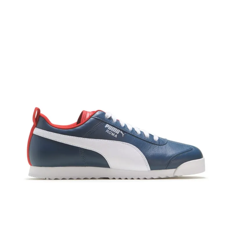 PUMA Roma Play On Cushioning, Wear Resistant Low Top Training Shoes Men's Blue Red White-1