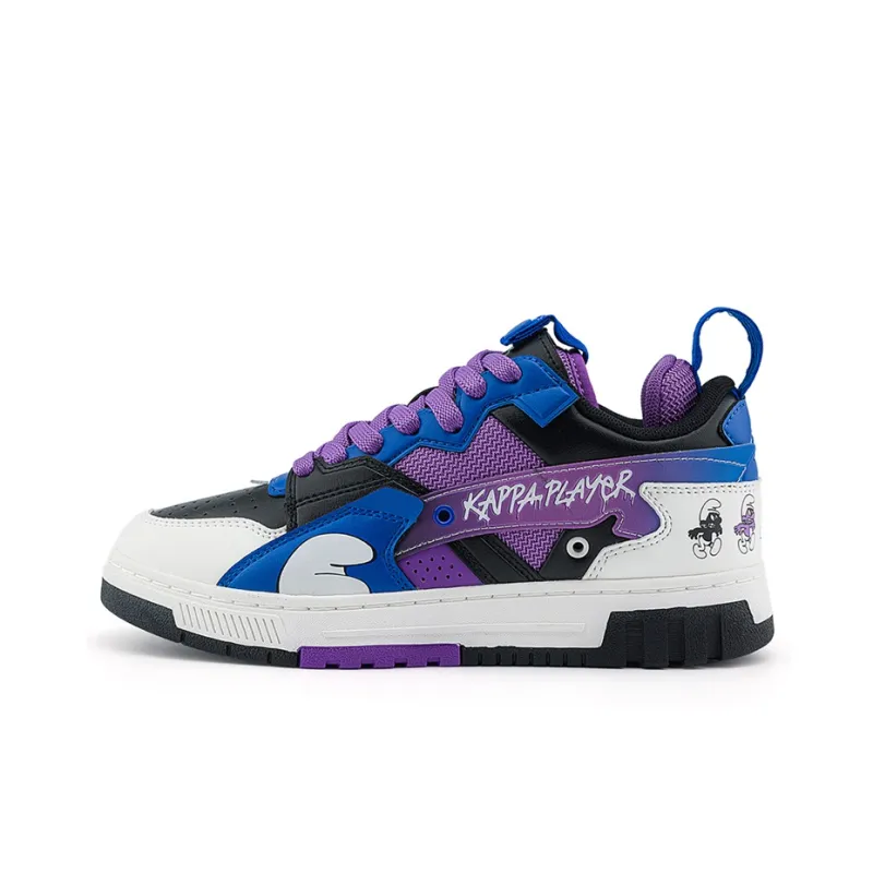 The Smurfs x Kappa Anti-Slip Wear-Resistant Low-Top Skateboard Shoes Unisex Purple Black Blue-0