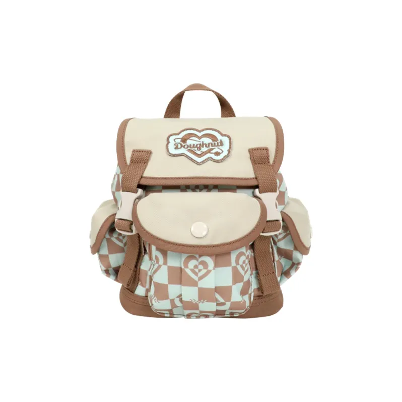 Doughnut Polyester Handbag Crossbody Bag Backpack Regular Women's Mushroom Plaid Cream Plaid Wisteria-0