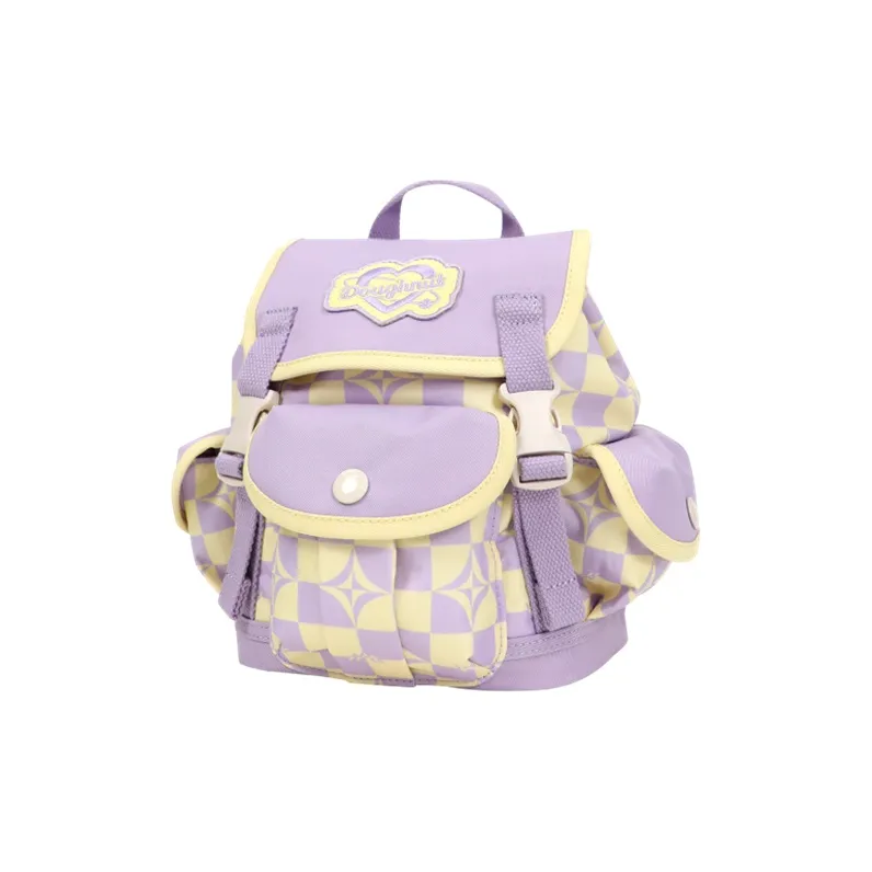 Doughnut Polyester Handbag Crossbody Bag Backpack Regular Women's Mushroom Plaid Cream Plaid Wisteria-5
