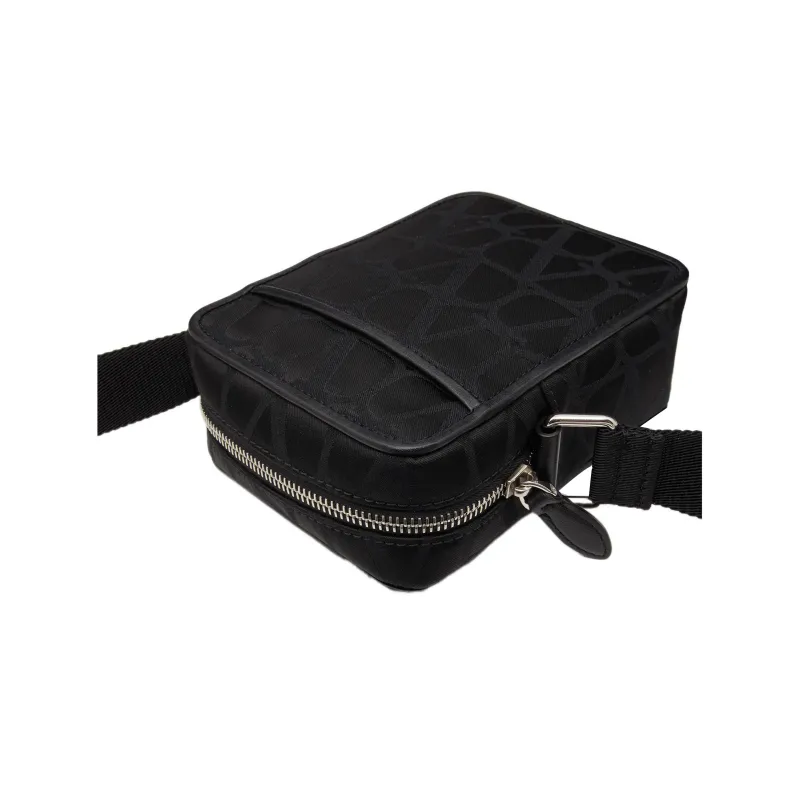 Valentino Nylon Shoulder Bag, Crossbody Bag Small Size Men's Black-5