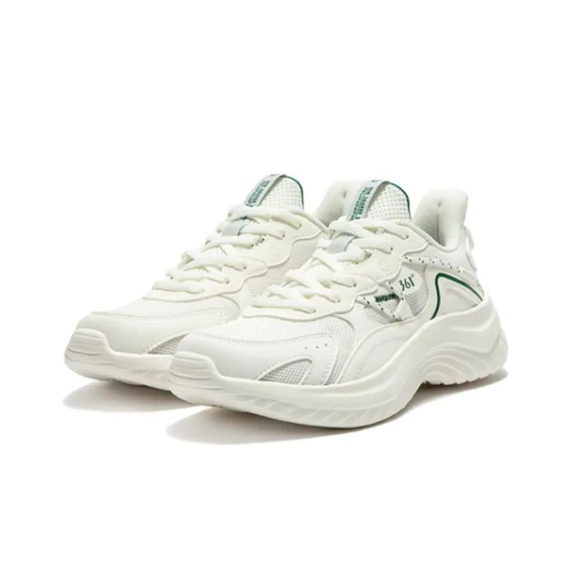 361° Cushioning Abrasion Resistant Breathable Low Top Running Shoes Women's White Green-1