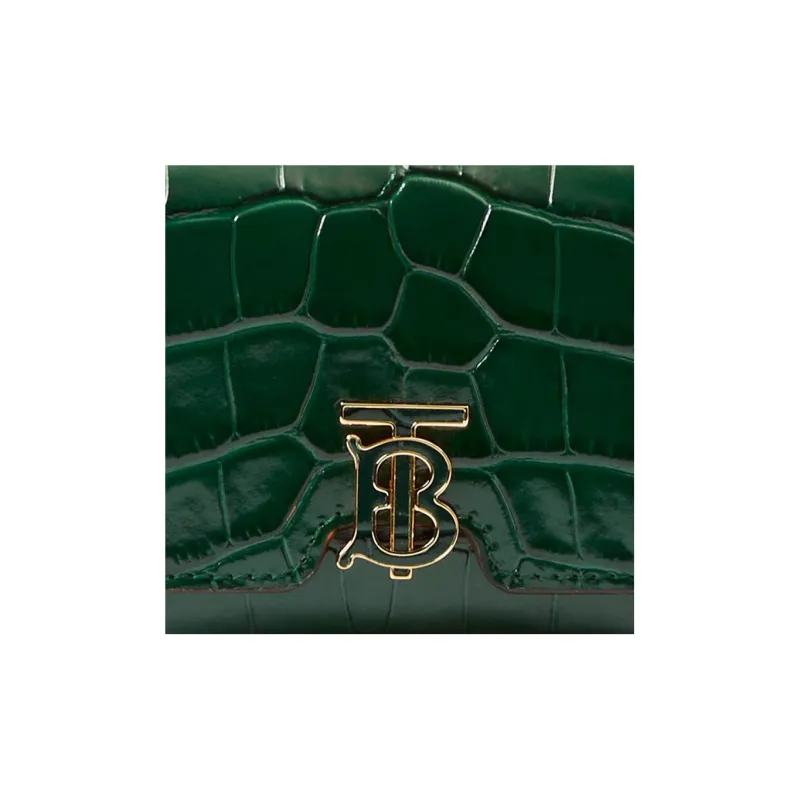 Burberry Cow Leather Wallet Women's Dark Green-4