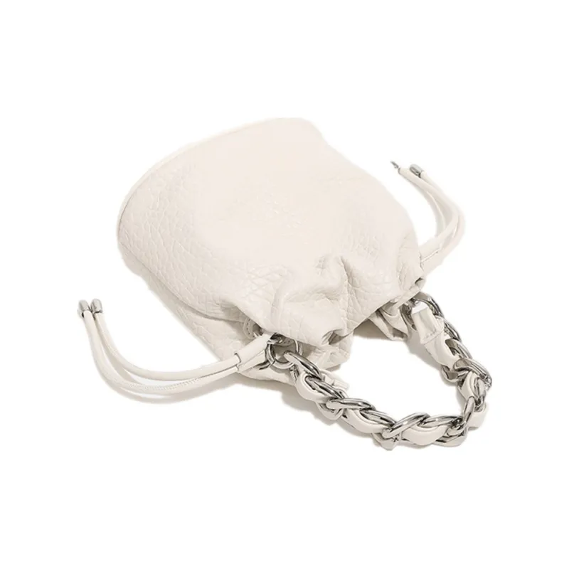 NOMK PU Hobo Bag, Bucket Bag, Tote Bag, Shopping Bag, Shoulder Bag, Handbag Trumpets Women's White/Black-3