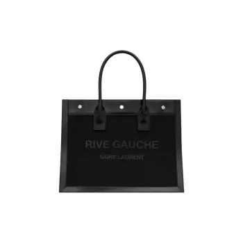 SAINT LAURENT Rive Gauche Mesh Bright Leather Tote Bag Shopping Bag Handbag Women's Black