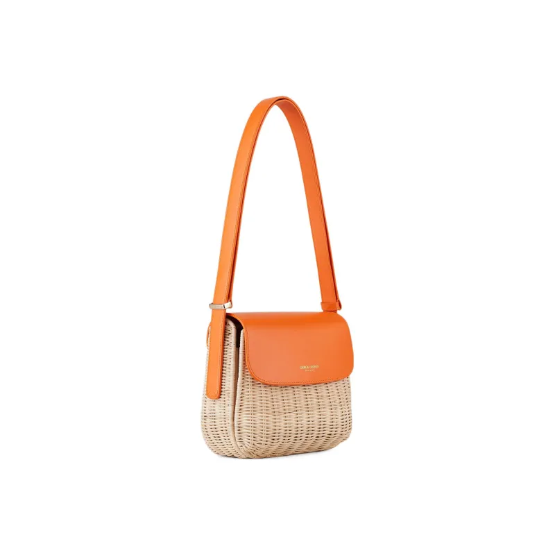 AMANI Woven Wicker With Leather Portable Crossbody Bag, Shoulder Bag Women's-1