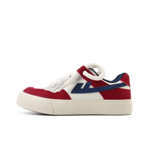 WARRIOR Skateboard Shoes Women's Low-Top Beige/Red Dark Blue