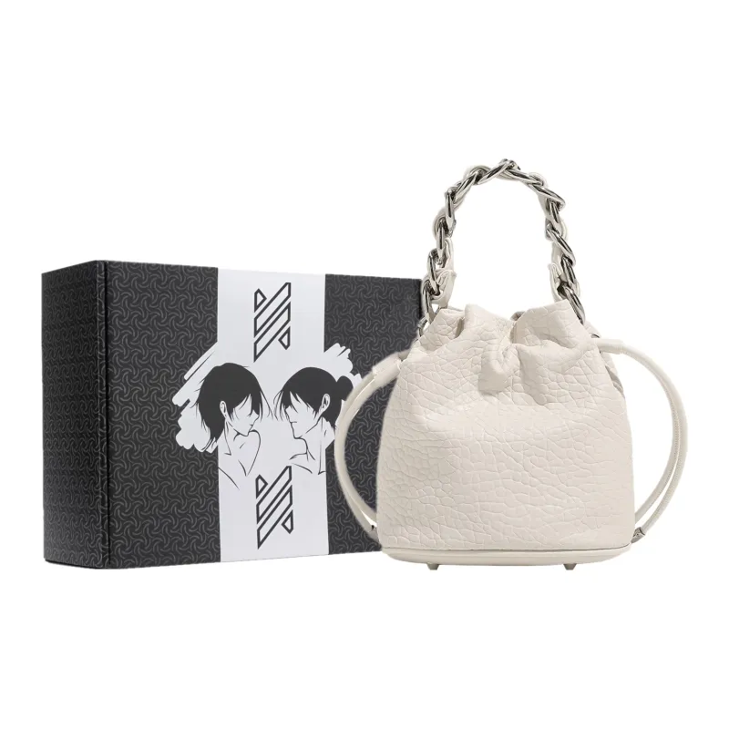 NOMK PU Hobo Bag, Bucket Bag, Tote Bag, Shopping Bag, Shoulder Bag, Handbag Trumpets Women's White/Black-6