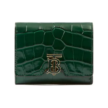 Burberry Cow Leather Wallet Women's Dark Green