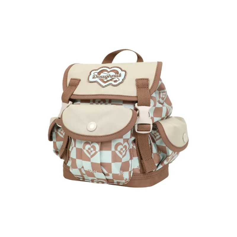 Doughnut Polyester Handbag Crossbody Bag Backpack Regular Women's Mushroom Plaid Cream Plaid Wisteria-1