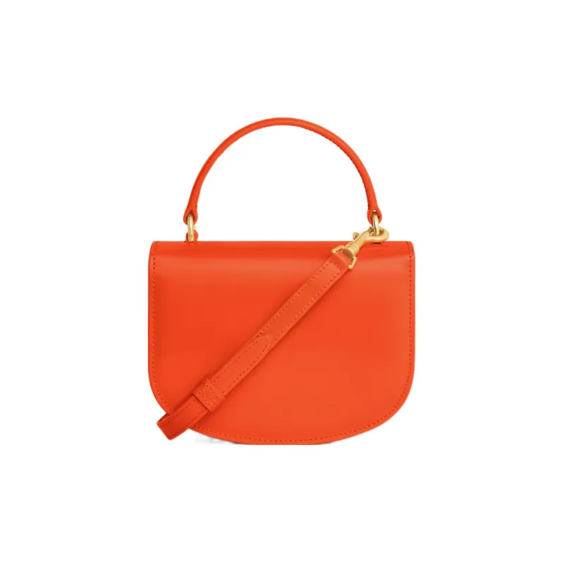 CELINE Triomphe Shiny Cow Leather Shoulder Bag Crossbody Bag Handbag Mini Women's Orange-2