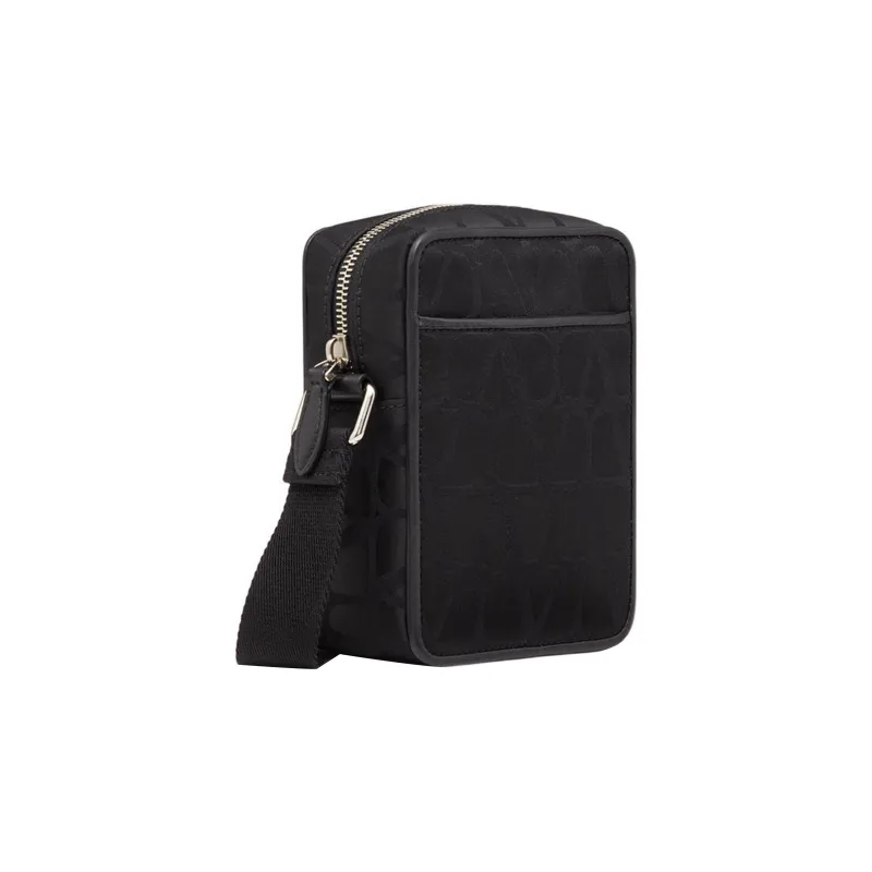 Valentino Nylon Shoulder Bag, Crossbody Bag Small Size Men's Black-1