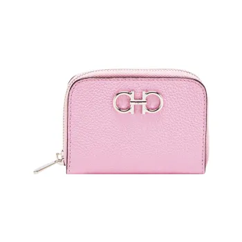 FERRAGAMO GANCINI Calfskin Wallet, Card Holder Women's Pink