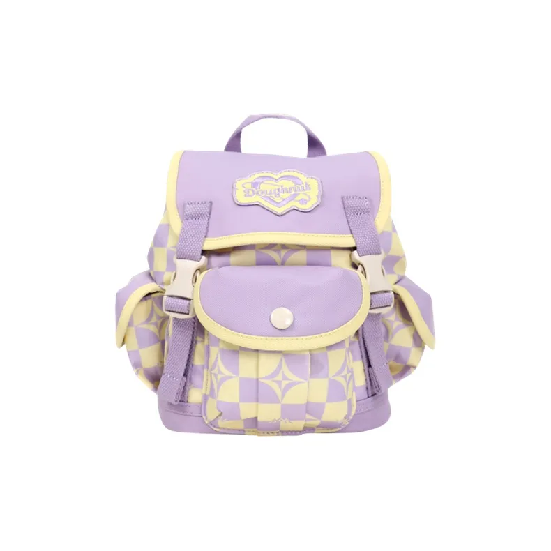 Doughnut Polyester Handbag Crossbody Bag Backpack Regular Women's Mushroom Plaid Cream Plaid Wisteria-4