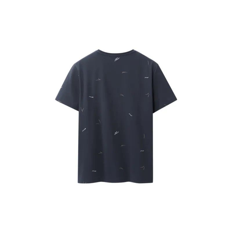 HLA T Shirts Men Navy Blue Pattern F0-1