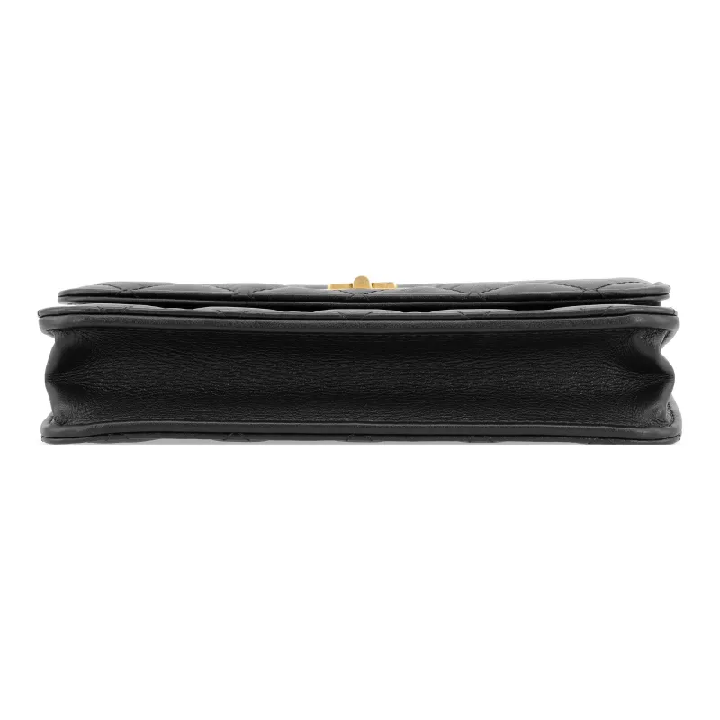 CHANEL 2.55 Cow Leather Shoulder Bag, Crossbody Bag Trumpets Women's Black-3