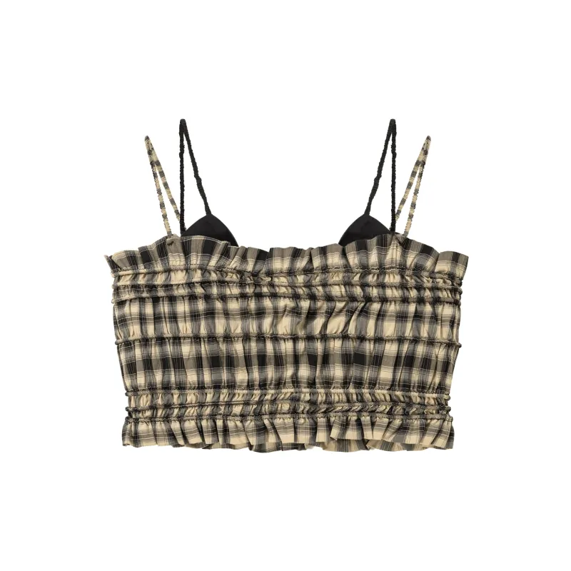 CHUU Tank Tops Women's Black Plaid-1