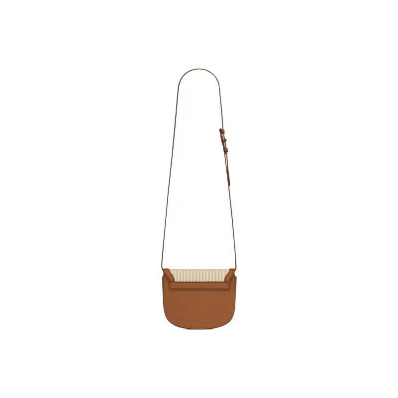 SAINT LAURENT KAIA Canvas With Tanned Leather Canvas Bag Shoulder Bag Crossbody Bag Small Size Women's Beige/Brick-2