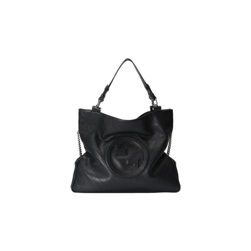 GUCCI Blondie Leather Tote Bag, Shopping Bag, Handbag Medium Size Women's Black-0