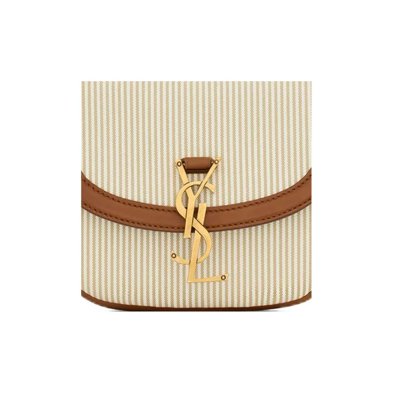 SAINT LAURENT KAIA Canvas With Tanned Leather Canvas Bag Shoulder Bag Crossbody Bag Small Size Women's Beige/Brick-6