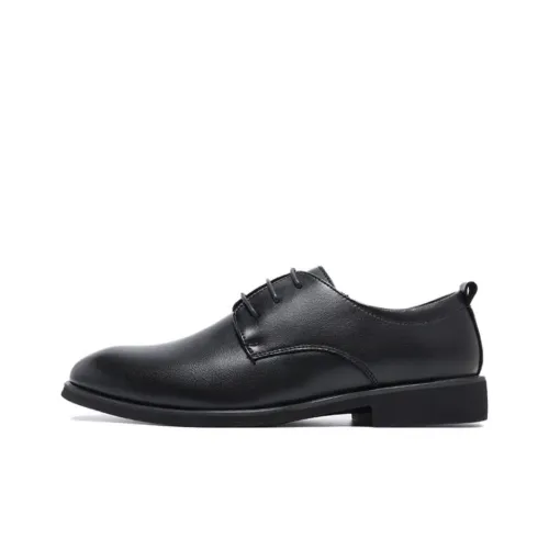 JOSINY Dress Shoes Men Low-Top Pure Black