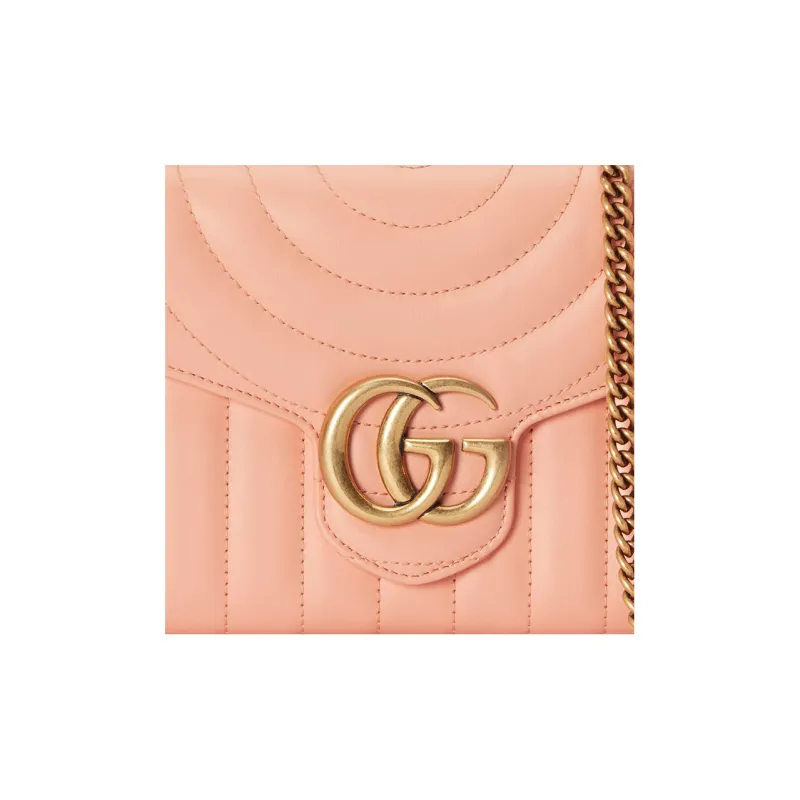 GUCCI GG Marmont Leather Shoulder Bag Crossbody Bag Mini Women's Peach Pink-8
