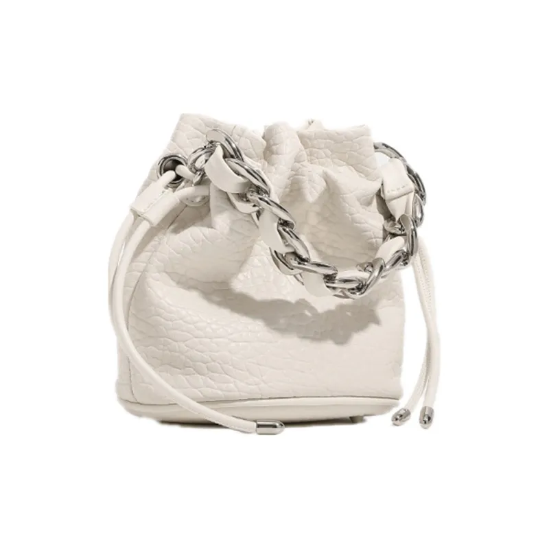 NOMK PU Hobo Bag, Bucket Bag, Tote Bag, Shopping Bag, Shoulder Bag, Handbag Trumpets Women's White/Black-1