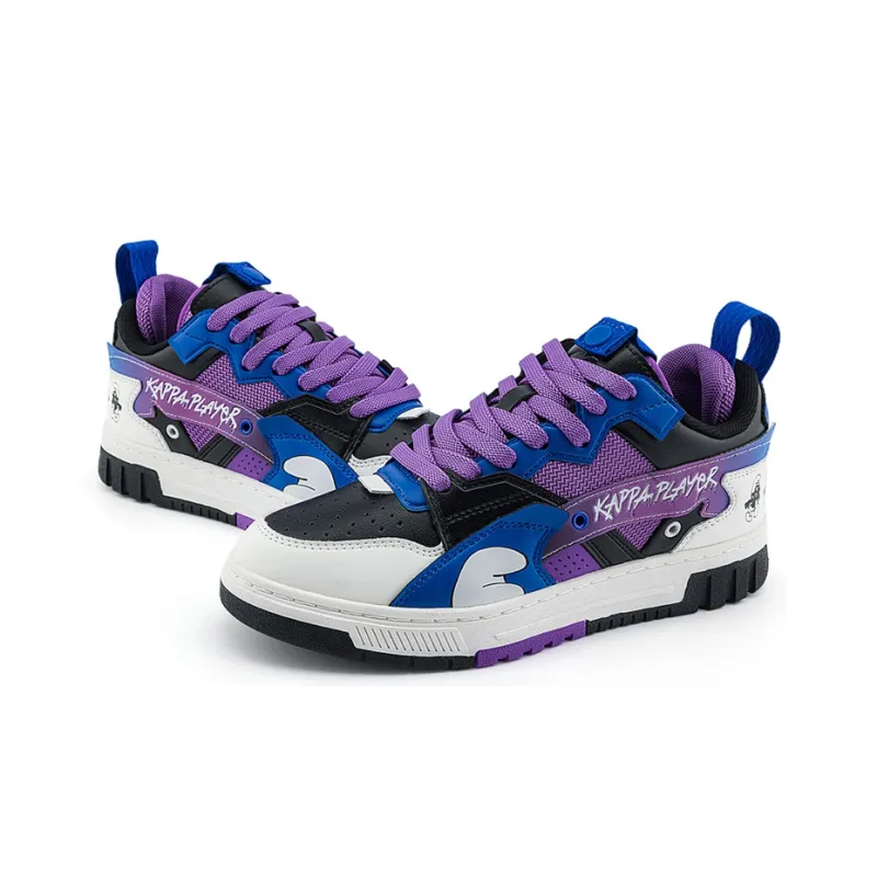 The Smurfs x Kappa Anti-Slip Wear-Resistant Low-Top Skateboard Shoes Unisex Purple Black Blue-3
