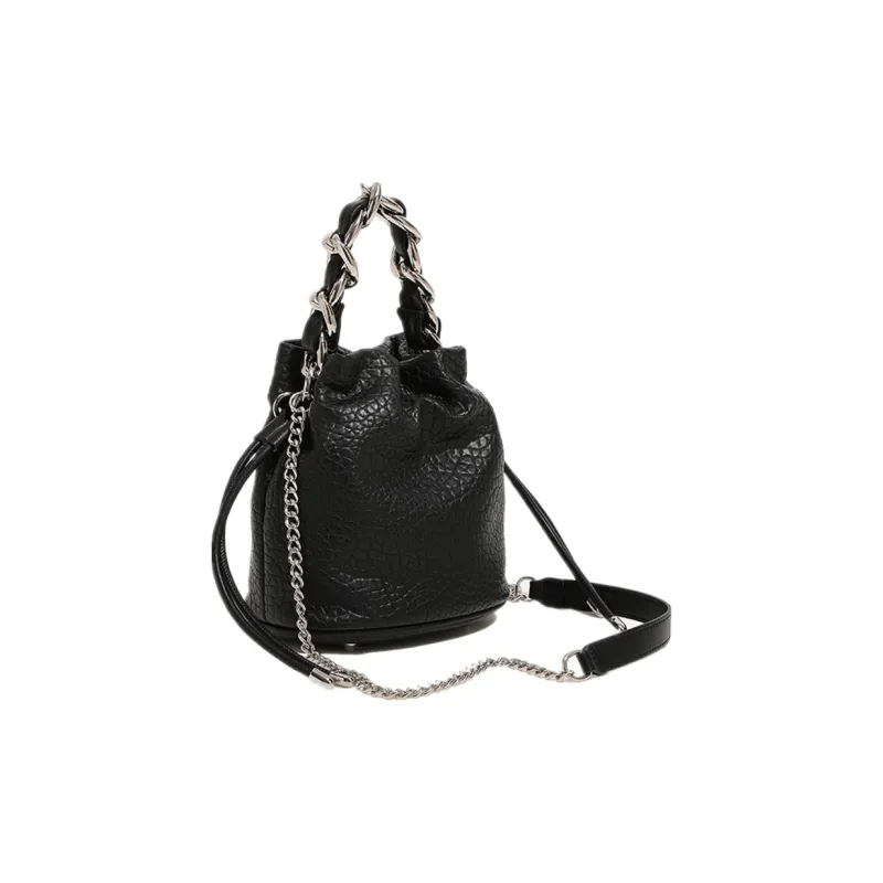 NOMK PU Hobo Bag, Bucket Bag, Tote Bag, Shopping Bag, Shoulder Bag, Handbag Trumpets Women's White/Black-10