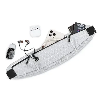 KMV Polyester Polyester Running Cell Phone Pouch Fanny Pack Unisex Waterdrop Silver/Black